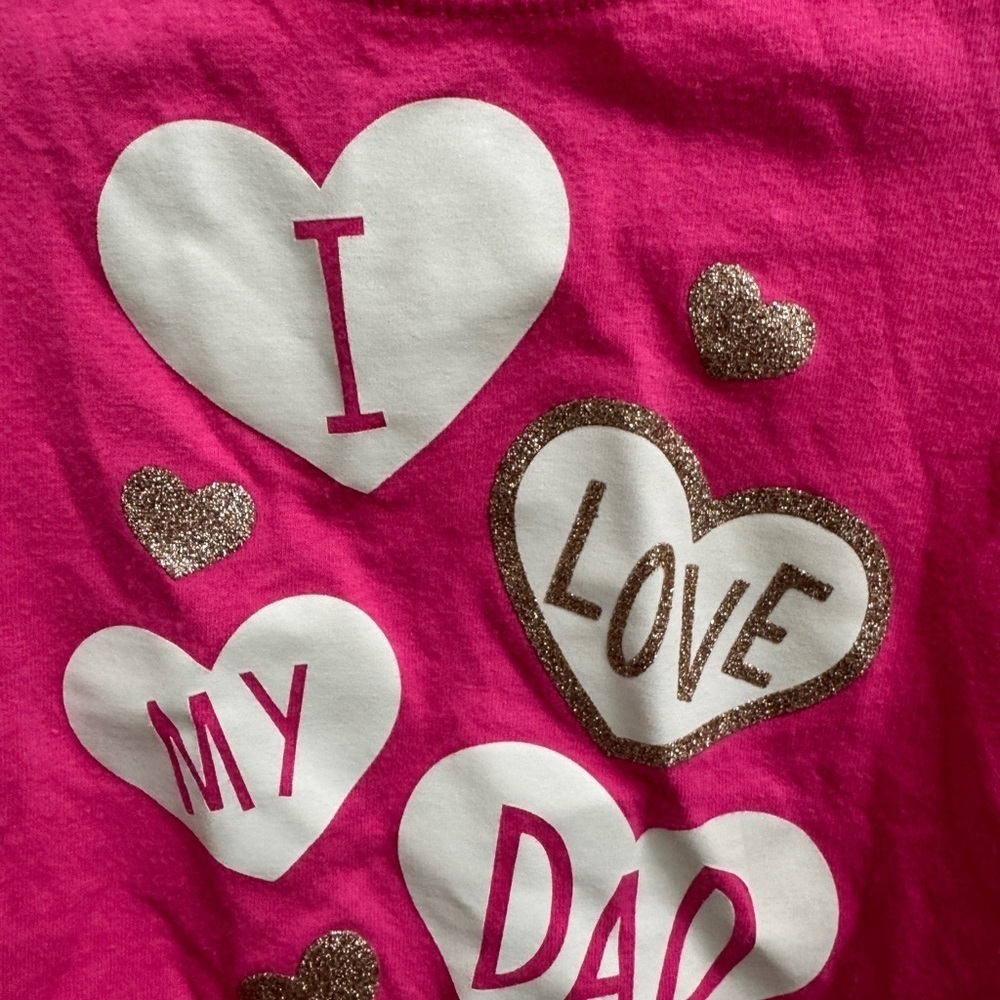 Cat & Jack 12M Girls Pink I Love My Dad Valentine’s Day ShortSleeve Shirt Blouse - Picture 2 of 5